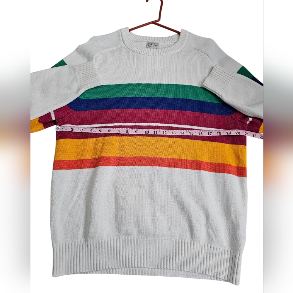J.Crew Mens Large Sweater Multicolor Cotton Striped Crewneck Archival Investment - Picture 6 of 7